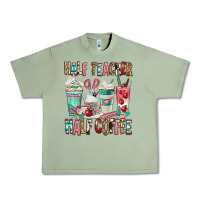 Oil Green half teacher half coffee Urban Heavy Tee - texasbilliewilder