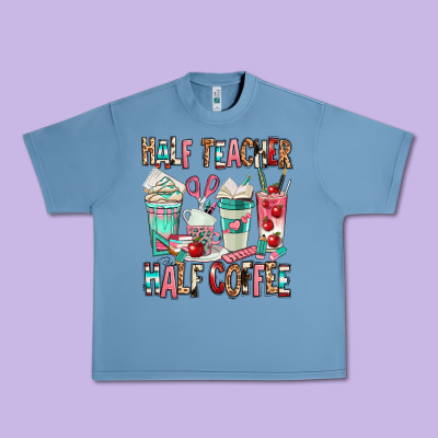 Half Teacher Half Coffee Urban Heavy Tee Designed By Texasbilliewilder
