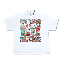 White half teacher half coffee Urban Heavy Tee - texasbilliewilder