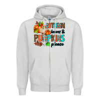 Dove Grey autumn leaves pumpkin please Zipper Hoodie - AdoDesignShop