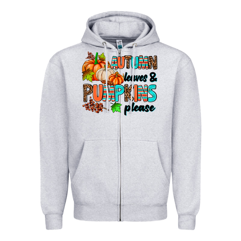 Autumn Leaves Pumpkin Please Zipper Hoodie by AdoDesignShop | Teevron