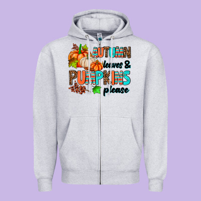 Autumn Leaves Pumpkin Please Zipper Hoodie Designed By Adodesignshop