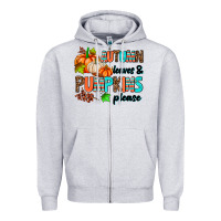 Heather Grey autumn leaves pumpkin please Zipper Hoodie - AdoDesignShop
