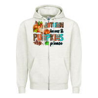 Oatmeal Heather autumn leaves pumpkin please Zipper Hoodie - AdoDesignShop