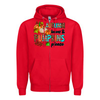Red autumn leaves pumpkin please Zipper Hoodie - AdoDesignShop