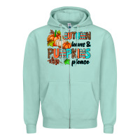 Seafoam autumn leaves pumpkin please Zipper Hoodie - AdoDesignShop