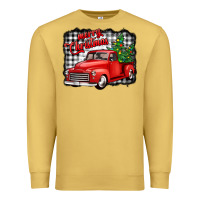 Antique Gold merry christmas red truck christmas trees Premium Sweatshirt - Jasminsmagicworld