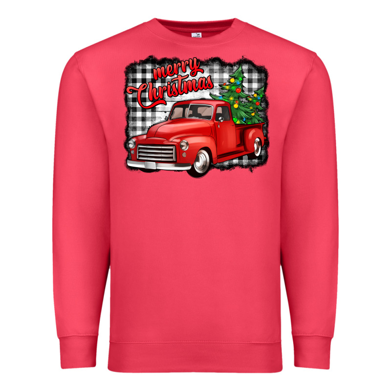 Merry Christmas Red Truck Christmas Trees Premium Sweatshirt by Jasminsmagicworld | Teevron