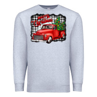 Heather Grey merry christmas red truck christmas trees Premium Sweatshirt - Jasminsmagicworld