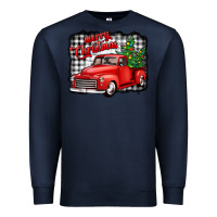 Navy merry christmas red truck christmas trees Premium Sweatshirt - Jasminsmagicworld