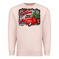Pale Pink merry christmas red truck christmas trees Premium Sweatshirt - Jasminsmagicworld