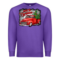 Purple merry christmas red truck christmas trees Premium Sweatshirt - Jasminsmagicworld