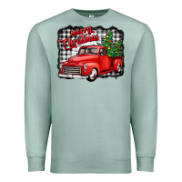 Seafoam merry christmas red truck christmas trees Premium Sweatshirt - Jasminsmagicworld