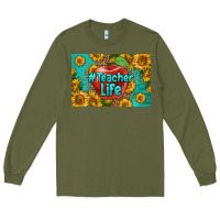 Army Green teacher life skinny metal can holder Long Sleeve Tee - HRA Design Shop