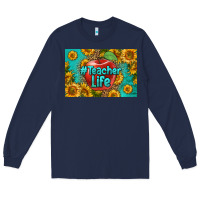 Navy teacher life skinny metal can holder Long Sleeve Tee - HRA Design Shop