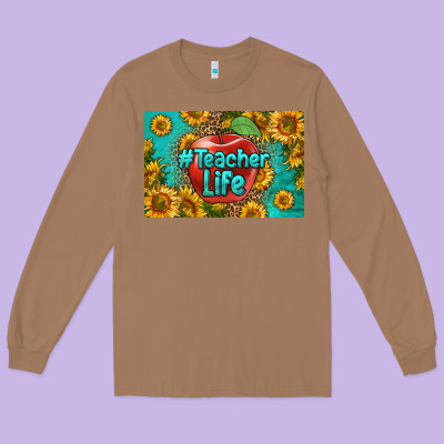 Teacher Life Skinny Metal Can Holder Long Sleeve Tee Designed By Hra Design Shop