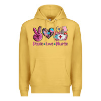 Antique Gold peace love nurse Premium Hoodie - AdoDesignShop