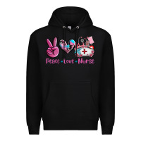 Black peace love nurse Premium Hoodie - AdoDesignShop