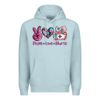 Blue Mist peace love nurse Premium Hoodie - AdoDesignShop