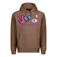 Chestnut peace love nurse Premium Hoodie - AdoDesignShop