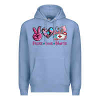 Colony Blue peace love nurse Premium Hoodie - AdoDesignShop