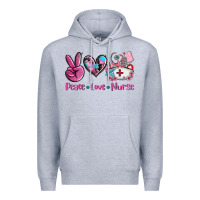 Heather Grey peace love nurse Premium Hoodie - AdoDesignShop