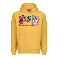 Mustard peace love nurse Premium Hoodie - AdoDesignShop
