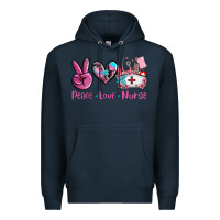 Navy peace love nurse Premium Hoodie - AdoDesignShop