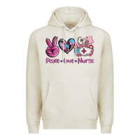 Oatmeal Heather peace love nurse Premium Hoodie - AdoDesignShop