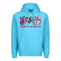 Ocean Blue peace love nurse Premium Hoodie - AdoDesignShop