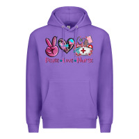 Purple peace love nurse Premium Hoodie - AdoDesignShop