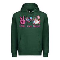 Sports Green peace love nurse Premium Hoodie - AdoDesignShop