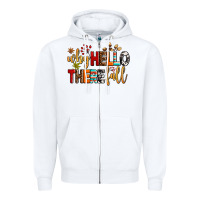 White why hello there fall Zipper Hoodie - AdoDesignShop