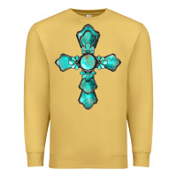 Antique Gold western turquoise gemstone cross Premium Sweatshirt - BarkalooDesign