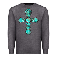 Charcoal Heather western turquoise gemstone cross Premium Sweatshirt - BarkalooDesign