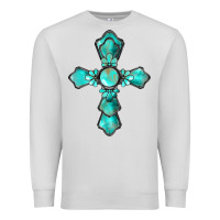Dove Grey western turquoise gemstone cross Premium Sweatshirt - BarkalooDesign