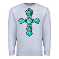 Heather Grey western turquoise gemstone cross Premium Sweatshirt - BarkalooDesign
