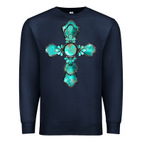 Navy western turquoise gemstone cross Premium Sweatshirt - BarkalooDesign
