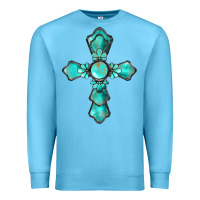 Ocean Blue western turquoise gemstone cross Premium Sweatshirt - BarkalooDesign