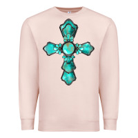Pale Pink western turquoise gemstone cross Premium Sweatshirt - BarkalooDesign