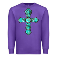 Purple western turquoise gemstone cross Premium Sweatshirt - BarkalooDesign