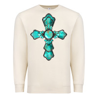Sandshell western turquoise gemstone cross Premium Sweatshirt - BarkalooDesign