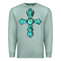 Seafoam western turquoise gemstone cross Premium Sweatshirt - BarkalooDesign