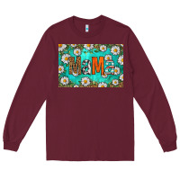 Burgundy western daisy mama skinny metal can holder Long Sleeve Tee - HRA Design Shop