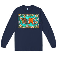 Navy western daisy mama skinny metal can holder Long Sleeve Tee - HRA Design Shop