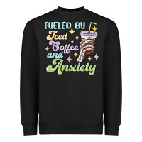 Black fueled by iced coffee and anxiety Heavyweight Sweatshirt - MaliasSmallBusiness
