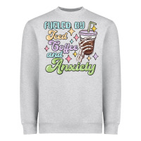 Heather Grey fueled by iced coffee and anxiety Heavyweight Sweatshirt - MaliasSmallBusiness