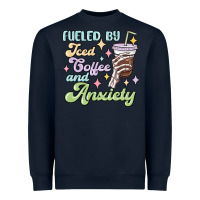 Navy fueled by iced coffee and anxiety Heavyweight Sweatshirt - MaliasSmallBusiness