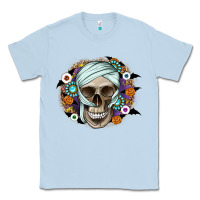 Dusty Blue Halloween Skeleton Classic Tee - CowhideDigitalArt