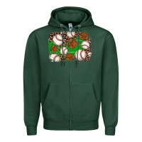Sports Green baseball glove background Zipper Hoodie - JahusDesignShop